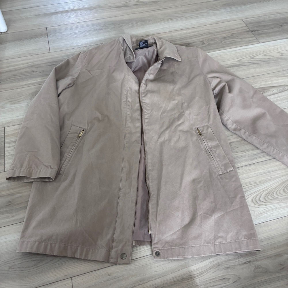 SM2 Tan Khaki Full Zip Cotton Utility Jacket Womens Large Mid-Length Coat